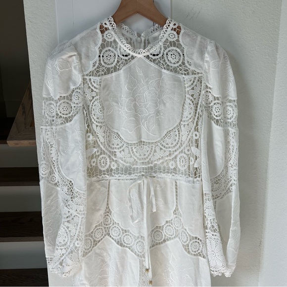 Zimmermann Bonita Crochet-Paneled Embroidered Linen And Cotton-Blend Midi Dress - Picture 5 of 12